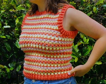 Top de sorbete arcoíris — Patrón de crochet en PDF // top de crochet // chaleco de crochet, verano, apto para principiantes