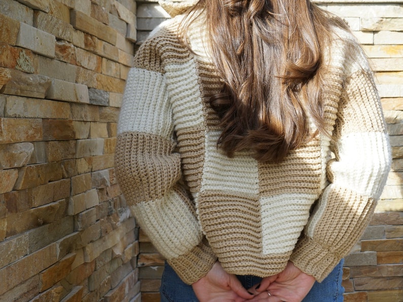 Perfect Patchwork Sweater PDF Crochet Pattern // crochet sweater pattern // checkers, trendy, beginner-friendly, easy image 6