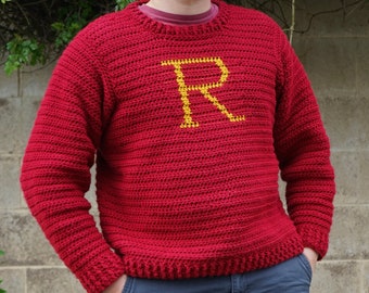 Harry and Ron's Christmas Sweater (Men’s) — PDF Crochet Sweater Pattern //  jumper, beginner-friendly, all letters available