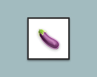 Neon Eggplant Emoji Art Print | Digital Download