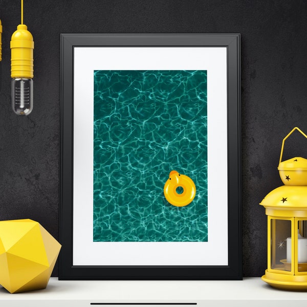 Yellow Ducky Pool Float Art Print | Digital Download
