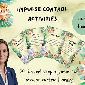 Impulse Control Activities for Kids Jungle Theme | Printable Set with 20 Games, Emotion Cards, Self-Regulation & Emotional Skills Homeschool