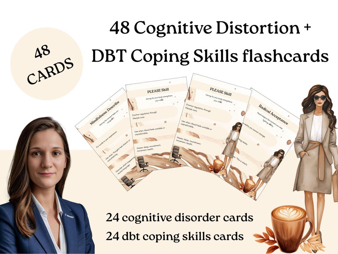 Cognitive Distortion Flashcards, DBT Coping Skills, Therapy Tools for ...