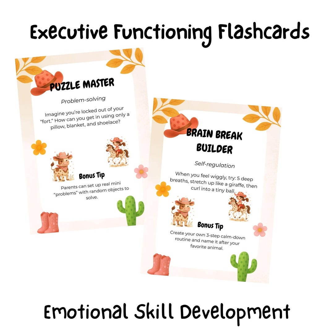 Executive Functioning Flashcards for Kids, ADHD Printable Tools, Coping ...