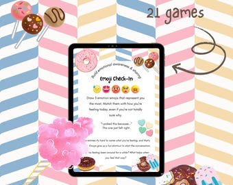 Tarjetas de amistad y conexión con temática de dulces para adolescentes / Actividad de terapia grupal, Valores en las relaciones, Juego de conciencia emocional con temática de dulces