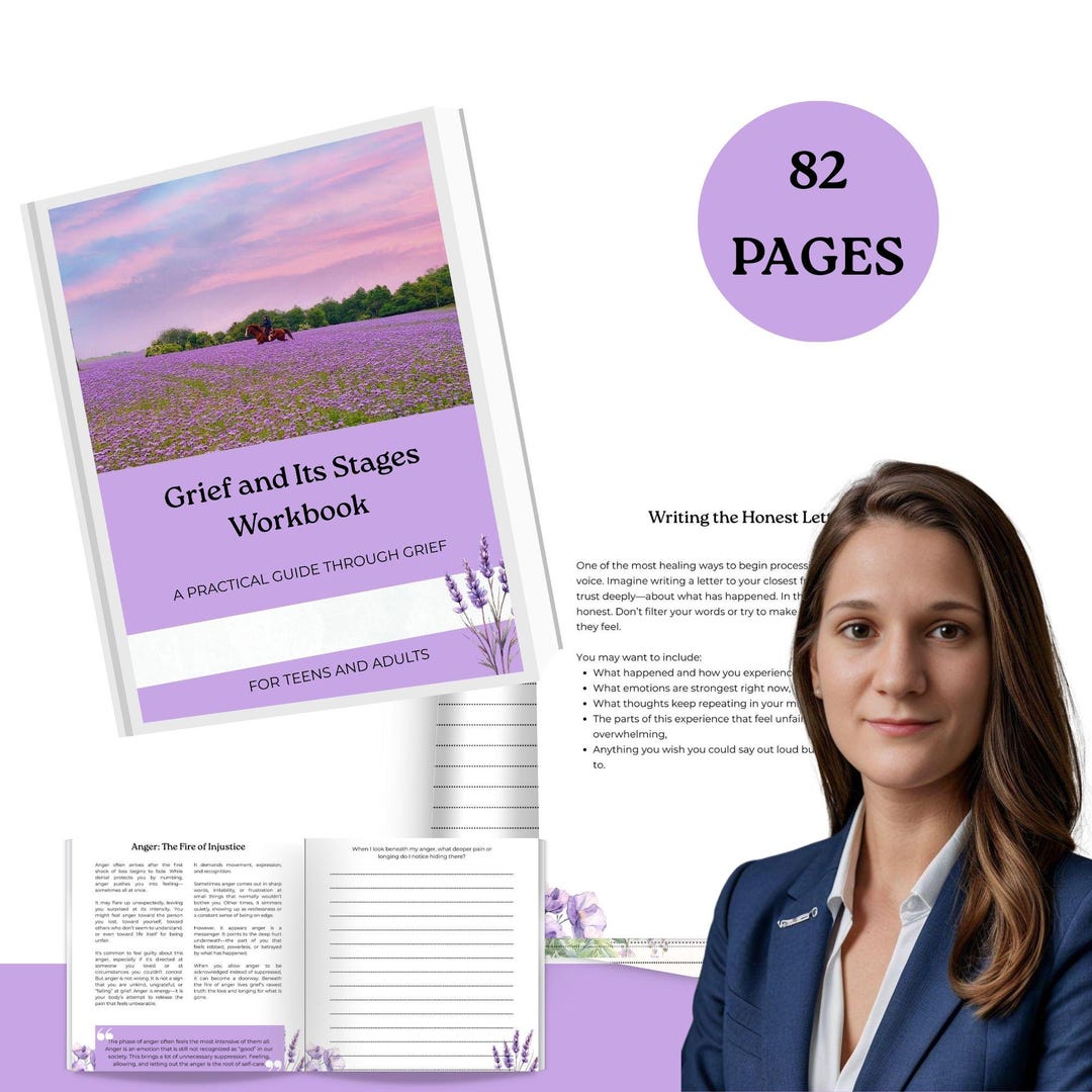 Stages of Grief Worksheet for Adults, Grief Workbook, Coping With Loss ...
