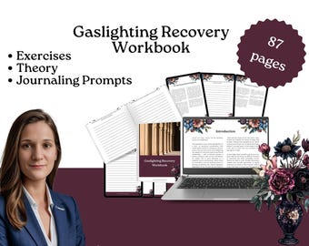 Gaslighting Workbook for Emotional Healing, Trauma Recovery, Boundaries, Self-Trust, Therapy Tools, Mental Health Support, Digital Download