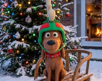 3D Printed Sleigh-Ready Christmas Max Statue | Your Favorite Animated Pup