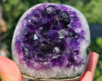 Deep Purple Amethyst Geode, Large Teeth Druzy, Rainbows, Uruguay