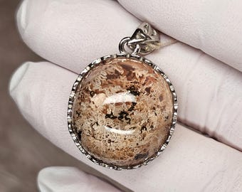 Garden Quartz Pendant, Sterling Silver, Custom Design, s925, Lodolite