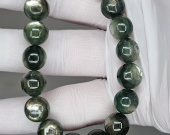 Full Flash Gemmy Green Mica Crystal Bead Bracelet, Handmade bracelet, Green Lepidolite