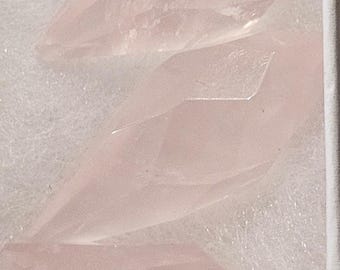 Faceted Icey Mozambique Rose Quartz Gems, Crystal Gems