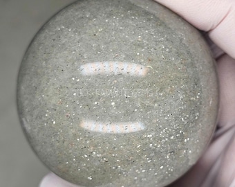 Sage Mica Adventurine Sphere, Silver Gray Adventurine with Mica, Muscovite Adventurine
