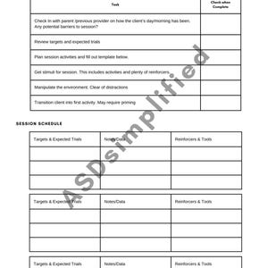 ABA Session Planner: BCBA & RBT Session Notizen (Digitaler Download)