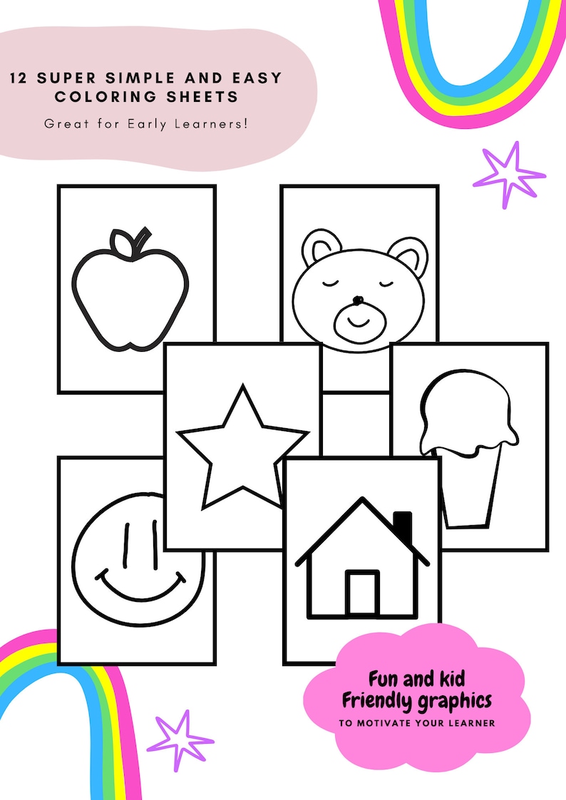 Super Simple Coloring Sheets for Early Learners Etsy