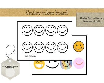 Tablero de fichas con caras sonrientes: recurso de refuerzo ABA (descarga inmediata)