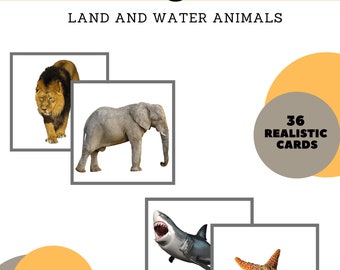 Clasificación de tarjetas de categorías_Animales terrestres y acuáticos, fotos reales