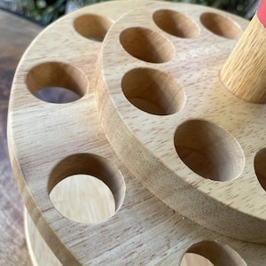 Wooden Rotating Arts & Crafts Stand Scissor Caddy Multi-Use 20 Slot Rubber Knob