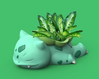 Sleeping Bulbasaur planter DIY paint project