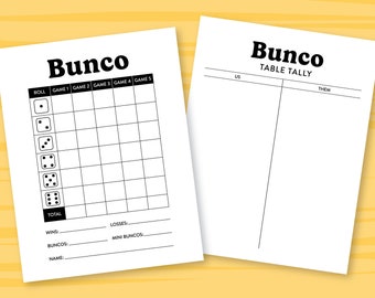Printable BUNCO Score Cards & Tally Sheets. Instant download of BUNCO game pieces