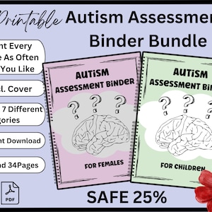 Autism Assessment Binder Bundle For Females and Children, Medical Binder, Special Needs Folder, Resources, Autism Planner, Self Diagnosis