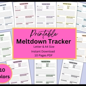Meltdown Tracker, Autism Resource, Autism Workbook, Autism Planner, Self Diagnosis, Behavior Monitoring, Self Regulation
