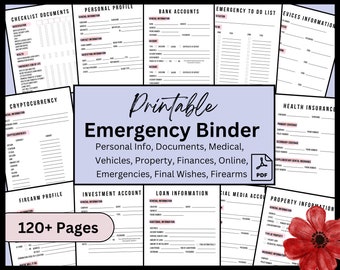 Emergency Life Binder: Printable Medical, Financial, End of Life Planner (PDF)