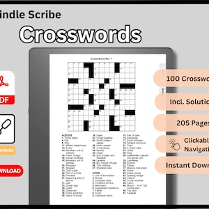 Kindle Scribe Crosswords, Kindle Template, Hyperlinked PDF, Printable