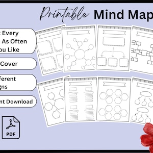 Carte mentale imprimable, Remue-méninges, Modèle imprimable, Planificateur numérique, Tableau d'idées, Prise de notes, PDF, Téléchargement numérique