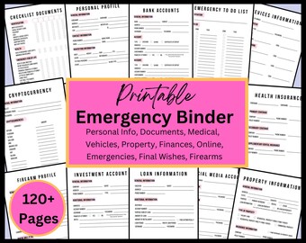 Emergency Binder: Printable Life Planner, Medical & Financial Records (PDF)