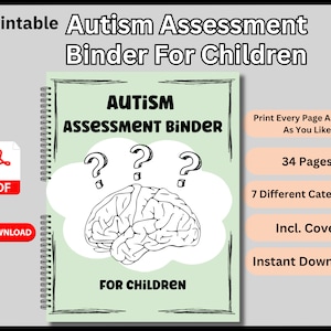 Raccoglitore per la valutazione dell'autismo per bambini, Raccoglitore medico, Cartella per bisogni speciali, Risorse sull'autismo, Pianificatore dell'autismo, Genitori medici