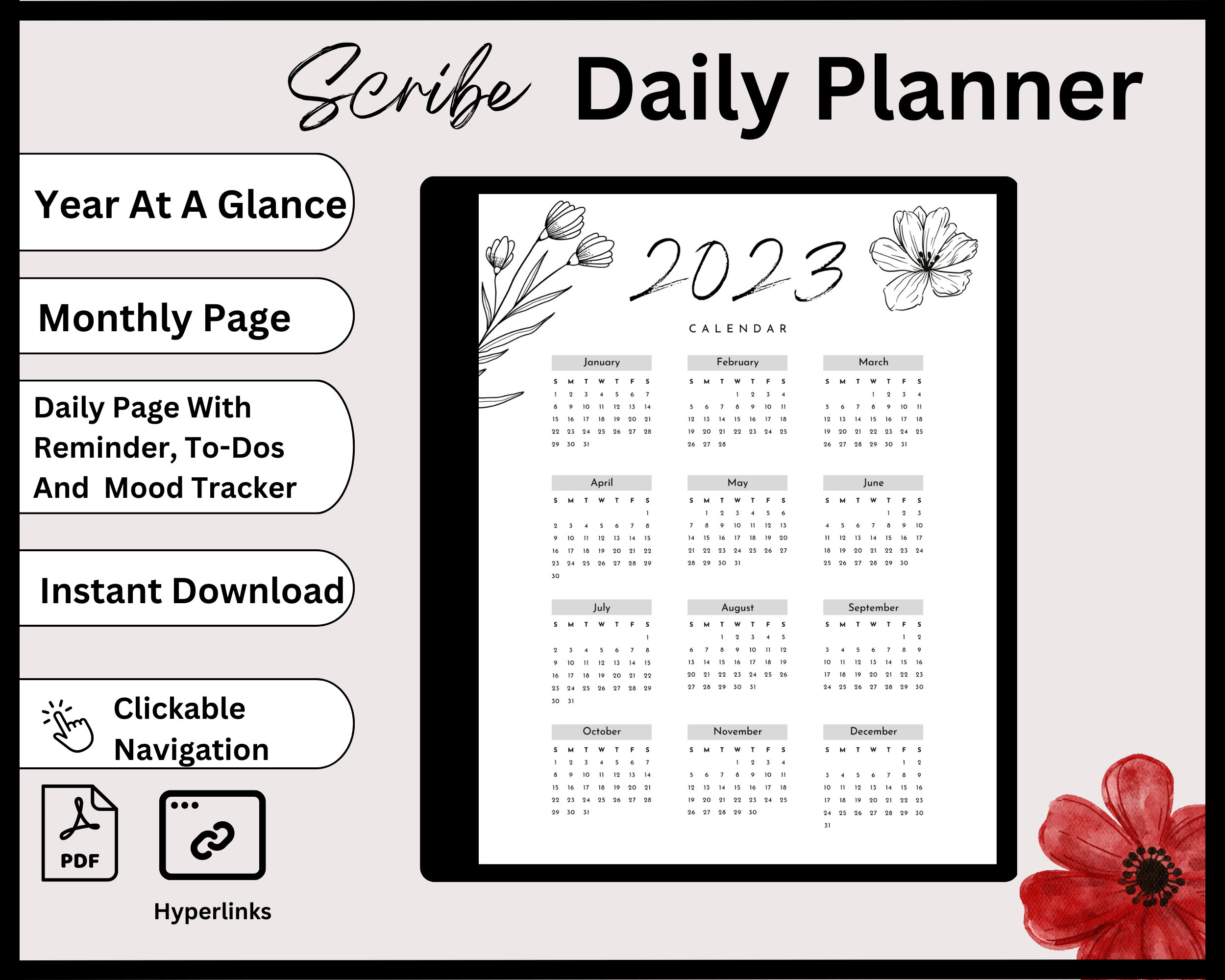 Kindle Scribe Daily Planner 2023, Digital Planner, Kindle Template ...