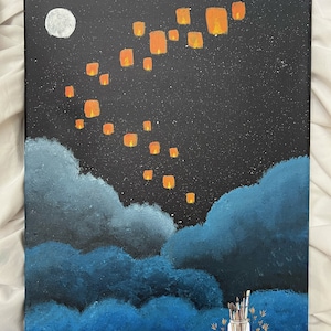 Paper Lantern Wall Art, Canvas, Wall Decor, Home Decor, Handpainted