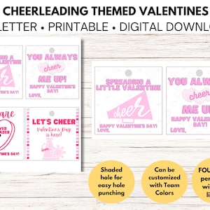 Bolsas de San Valentín con temática de porristas/San Valentín perfecto para el equipo de porristas/San Valentín de porristas para el equipo Goody