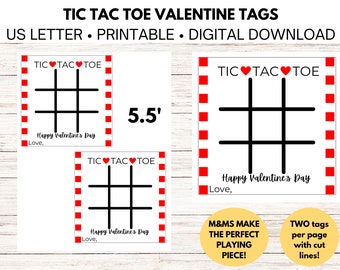 Tic Tac Toe Valentine Card, Tic Tac Toe Valentine Printable Game/ TIC TAC TOE Game with m&ms, Classroom Valentine Game