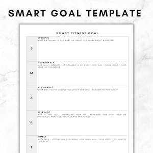 Easy Fitness and Weight Loss SMART Goal Setting Template Printable