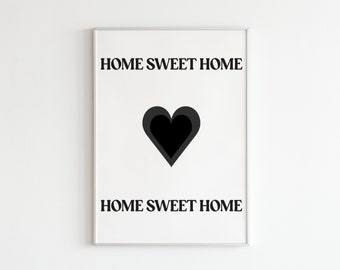 Home Sweet Home Poster, Modna sztuka ścienna, Sztuka ścienna, Dekoracja pokoju, Dekoracja domu, Plakat cyfrowy, Pobieranie cyfrowe