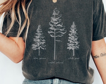 Pine Tree Shirt, Nature Shirt, Botanical Shirt, Trees Shirt, Shirt For Nature Lovers, Forest Shirt, Aesthetic Shirts, Unisex, Womens Shirts