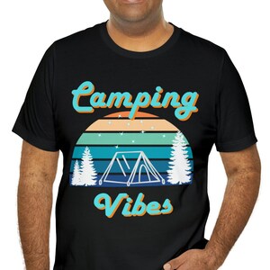 Retro Camping Vibes Unisex Tee,Camping,Tent,Outdoor,Outdoorsman,Dad,Father,Mom,Fishing,Lake,Pine Tree,Tenting It,Retro Camping