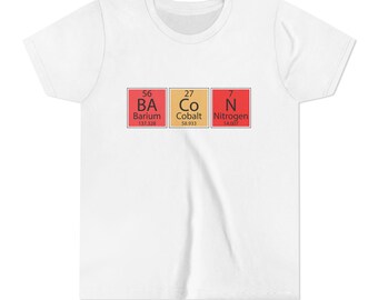 Bacon Periodic Table Youth Short Sleeve Tee | Funny Smart Science Tee