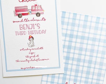 Firetruck Birthday Invitation Digital Download