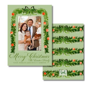Aquarell Weihnachtskarte - Orange Girlande - LESEN SIE BESCHREIBUNG