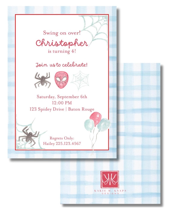 Spidey Themed Birthday Invitation- Watercolor invite- Digital PDF File
