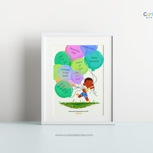 Arte de pared con afirmación positiva, póster para niños, arte de pared para niños, póster para niños, decoración de guardería para niños, arte de pared cristiano, recurso cristiano para niños
