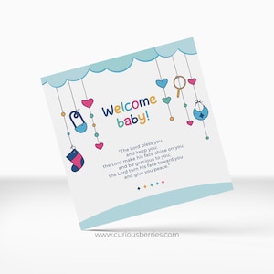 Tarjeta de bienvenida para bebé, nueva tarjeta de amor de anuncio de bebé, tarjetas de cita de bebé, tarjeta de impresión de accesorios de bebé, tarjeta de bebé recién nacido, tarjeta cristiana