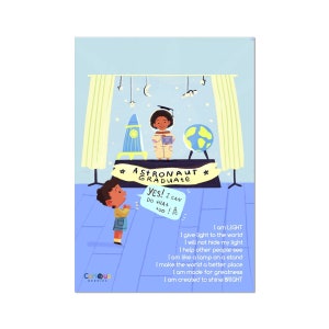 Soy la luz del mundo, arte de pared inspirador, póster de astronauta, arte de pared para sala de juegos, póster para niños, arte de pared cristiano, impresión de arte de pared para niños