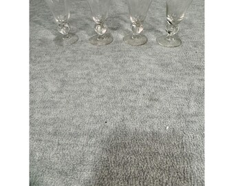 Conjunto de 4 copos de licor/aperitivo vintage em vidro transparente com haste esférica de 11,4 cm (4,5 polegadas).