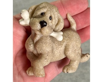 Quarry Critters Piratenhund-Figur, Second Nature Design 2001, Welpe aus Kunststein