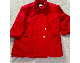 Sag Harbor Vintage Red Double Breasted Blazer Gold Buttons Stand Collar Jacket
