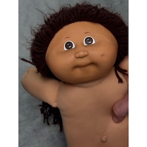 Vintage Cabbage Patch Kids Doll Brown Yarn Hair Brown Eyes 16 Inch Soft Body